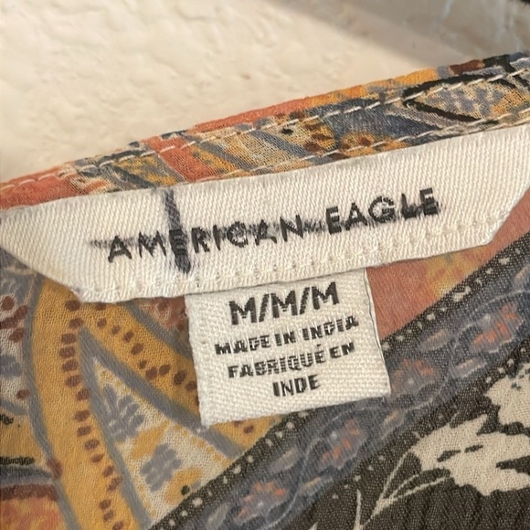 American Eagle Women’s Mesh Tunic Medium Paisley Floral Bohemian Hippie - Picture 12 of 17